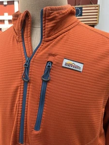 ORVIS Horseshoe Hills Quarter Zip Fleece Sweater Men's XL Ribbed Burnt Orange - Picture 1 of 4