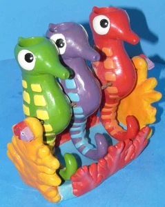 Vtg Unbranded Rare Colorful Seahorse Toothbrush Holder for Three 5" L@@K - Picture 1 of 6