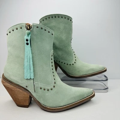 Botas de gamuza Dingo Western con cremallera para mujer talla 7,5 botas de cuero verde menta Foto 1 de 4