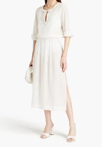Heidi Klein NWT White Eyelet Lace Tie Tunic Midi Dress Size Large NEW $390 - Picture 1 of 6