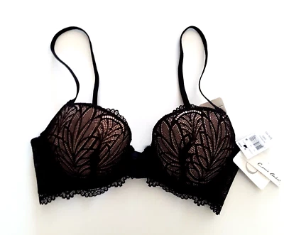 Carrie Amber Intimates Womens Size 36B Gentle Push Up Bra Black Lace - Image 1 of 4