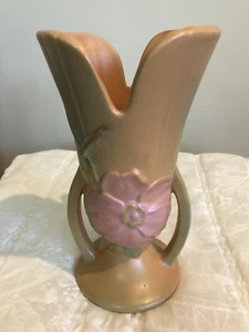 Weller Pottery Vase in Beautiful Peachy Color!! 🌹WILD ROSE DESIGN!! - Picture 1 of 10
