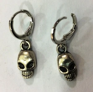 ORECCHINI EARRINGS UOMO DONNA CERCHI CIONDOLO TESCHIO SKULL C UNISEX - Picture 1 of 1