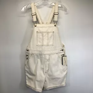 Universal Thread Womens 4 High Rise Jean Short Shortalls Overalls White NWT - Picture 1 of 5