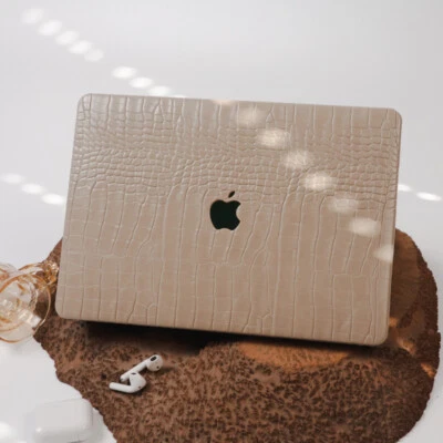 Morandi Brown Crocodile PU Leather Shell Case Cover For MacBook Pro MacBook Air - Image 1 of 4