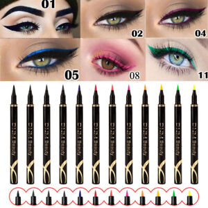 12 Colors Women Waterproof Eyeshadow Metallic Liquid Eyeliner Makeup Solid Color