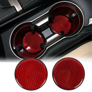 Red Carbon Fiber Car Cup Holder Pad Water Cup Slot Non-Slip Mat Auto Accessories - Imagen 1 de 10