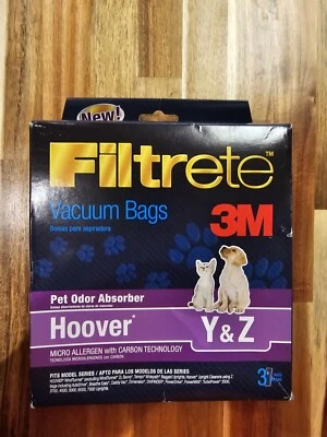 Filtrete 3M Pet Odor Vacuum Bags For Hoover Type Y & Z  3 Pack Micro Allergen - Image 1 of 2