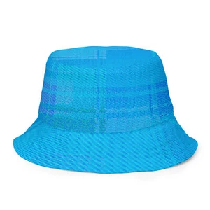 Sky Blue Plaid Reversible bucket hat - Picture 1 of 27