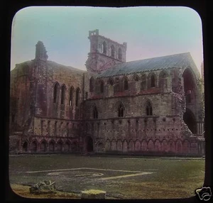Glas Magic Laterne Dia MELROSE ABBEY FROM THE NORTH C1890 SCHOTTLAND L82 - Bild 1 von 2