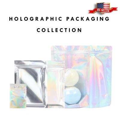 100 PCS Holographic Finish Mylar Foil Beauty Sample Packaging Storage Bags - Image 1 of 4