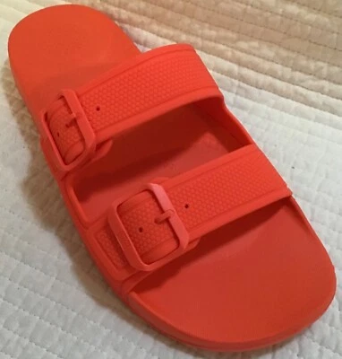 FITFLOP NUEVO EN CAJA IQUSHION HEBILLA DE DOS BARRAS DIAPOSITIVAS DE GOMA NARANJA NEÓN TALLA 10 Foto 1 de 4