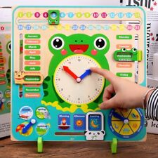 Kids Educational Montessori Wooden Calendar Board Toys Season Days Months Clock