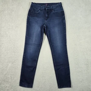 NYDJ Jeans Women 8 29x30.5 Blue Skinny Legging Mid Rise Dark Wash Stretch - Picture 1 of 11