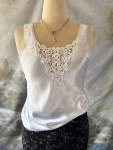 Vintage 80s White Cinema Etoile Camisole Tank Top Romantic Fairycore Whimsical P - Picture 1 of 10
