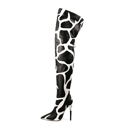 Women's Thigh High Over the Knee Boots Leopard Sexy High Heel Stilettos US8 - Image 1 of 2