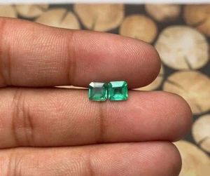 1CT 5MM Pair 100% Natural Zambian Emerald loose gemstone - Picture 1 of 3