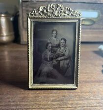 Original Tintype Photograph in original victorian frame handcolored women