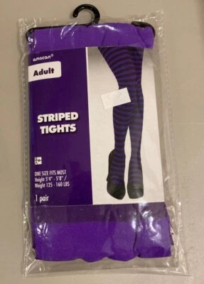 Фиолетовый в полоску костюм колготки, взрослый, один размер, новый, Хэллоуин - Изображение 1 из 2