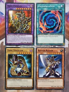 Yugioh Set 4 card Dark Paladin Dark Magician Buster Blader Polymerization NM - Picture 1 of 5
