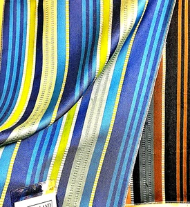 Geometric Striped Upholstery Designer Textured Fabric Green Blue Brown Set 2 New - Picture 1 of 9