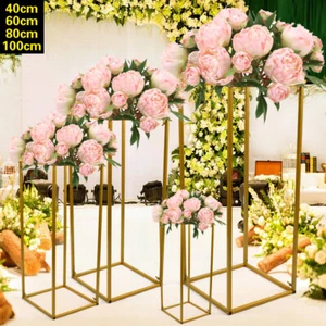 4/10 Stck. Gold Metall Rechteck Blumen Ständer Gestell Hochzeit Party Ballon Dekor Rahmen - Bild 1 von 29