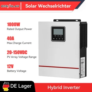 ECGSOLAX 1000W 12V Solar Hybrid Wechselrichter MPPT 40A Ladegerät 150Vdc Input - Bild 1 von 13