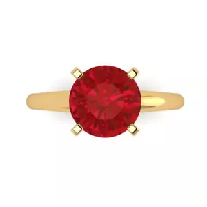 2.5 ct Round Cut Tourmaline Stone Wedding Bridal Promise Ring 14k Yellow Gold - Picture 1 of 11