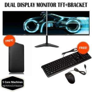 A Grade 2 x 22" DUAL PC Monitor Bundle with Free External HDD Keyboard Mouse - Picture 1 of 1