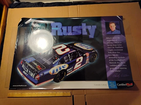 #2 Rusty Wallace Poster Miller Time Certified First Network Auto Body Cover