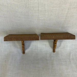 Pair Vintage Homco Syroco Basket Weave Wall Shelf USA 5”x7” 1978 #3323 - Picture 1 of 8