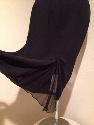 $790 NINA RICCI Black Silk Georgette Below Knee Skirt sz 44 US 12 NWT - Image 1 of 4