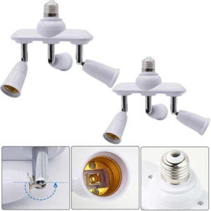 2Pcs 3 in 1 360° Adjustable Light Socket Splitter E26/E27 Adapter Converter - Picture 1 of 14