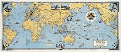 Total War WWII Battle Map Pictorial History Historic Wall Art Poster Print 7x16 - Image 1 of 2