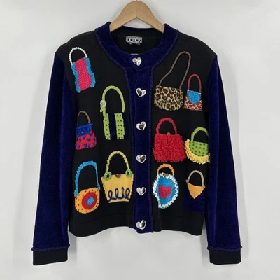 Cárdigan vintage Berek novedad para mujer talla M bolsos mixtos botones de corazón Foto 1 de 4