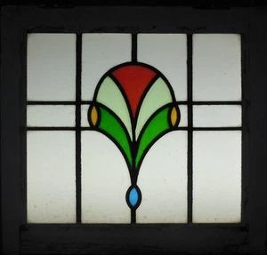 RESUMEN ANTIGUO INGLÉS VITRAL CON PLOMO 20.5" X 19.25" - Imagen 1 de 3