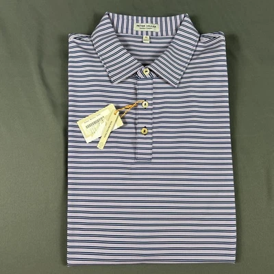 Camisa Polo de Golf Peter Millar CS Verano Cómoda Manga Logo Rayas XL Púrpura Nueva con Etiquetas Foto 1 de 4