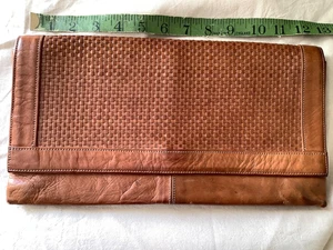 Vintage JAEGER 70er Clutch Handtasche hellbraun braun Leder Made in England   - Bild 1 von 11