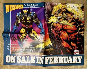 1993 WIZARD MAGAZINE 19 WOLVERINE SABRETOOTH PROMO POSTER (NM) BART SEARS ART * - Picture 1 of 2