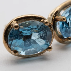 Vintage 9ct Yellow Gold Topaz Stud Earrings - Picture 1 of 20