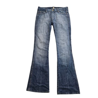 Pantalones de mezclilla para mujer 7 For All Mankind con bolsillo tiro bajo corte boot lavado medio talla 26 Foto 1 de 4