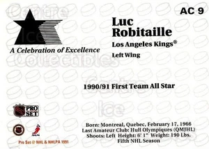 1991-92 Pro Set NHL Awards Special #AC09 Luc Robitaille - Picture 1 of 1