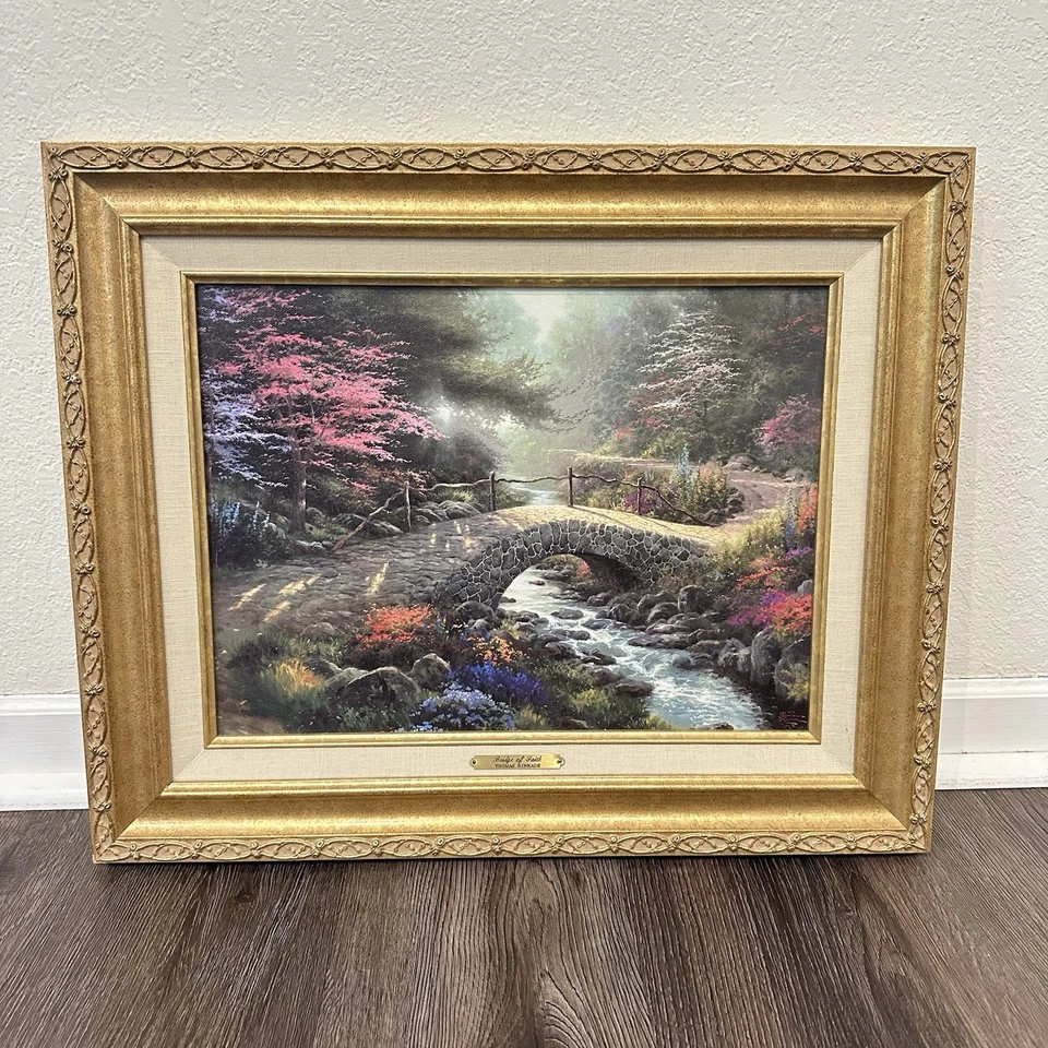 Lienzo Thomas Kinkade Puentes de Fe - Certificación de Autenticidad 18x22 Foto 1 de 4