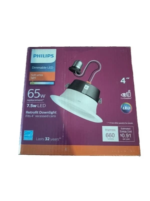 Philips Soft White Downlight Dimmable LED 65W - White 4” - Image 1 of 4