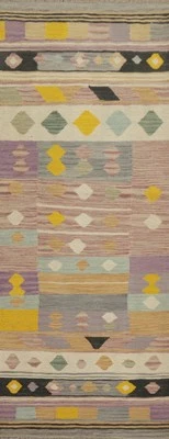 Tapete tribal reversível geométrico lã kilim tecido plano tapete oriental 2x6 - Imagem 1 de 4