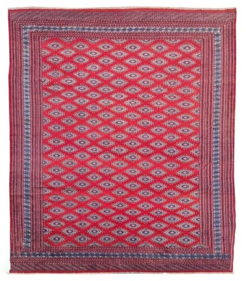 Alfombra de lana Bokhara Jhaldar vintage anudada a mano genuina 12,0 x 9,5 pies Foto 1 de 4