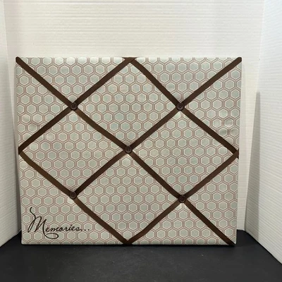 Fabric Memo Board Wall Organizer with Brown Ribbon & Button Accents - Image 1 of 4