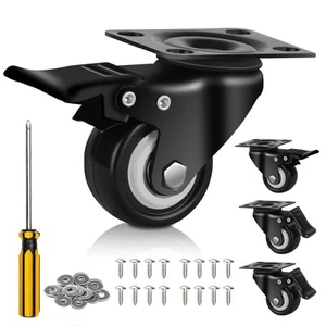 2" Caster Wheels, Casters Set of 4 Heavy Duty but Silent, Excellent Locking C... - Bild 1 von 6