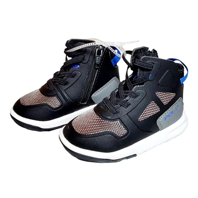 Polo Ralph Lauren High Top Sneaker Toddler Size 6 Black Gray side zip Shoe New - Image 1 of 4