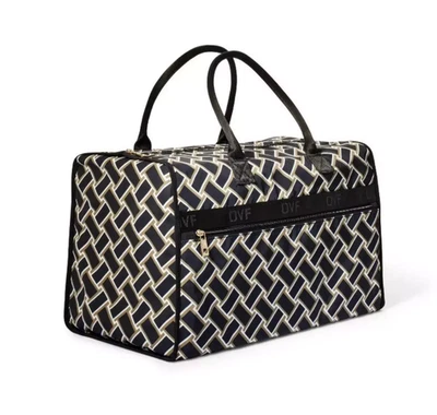 Diane Von Furstenberg Weave Neutral Weekender Duffel Tote Bag - Image 1 of 3